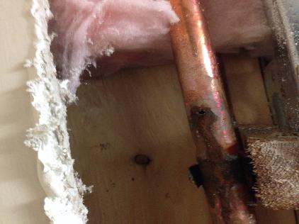 copper pipe leak in Vaughn, ON.